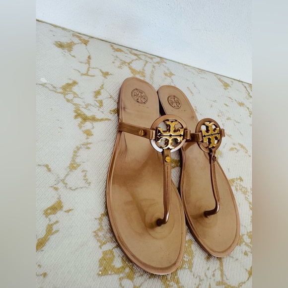 TORY BURCH Mini Miller Gold Logo Nude Jelly Sandals - Picture 5 of 6